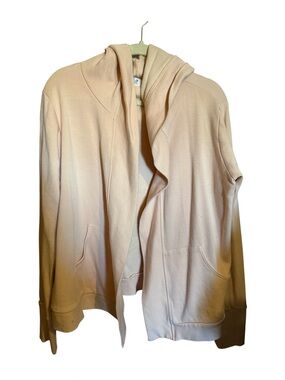 Yala peach open front fleece hoodie cardigan ladies large extra large l xl